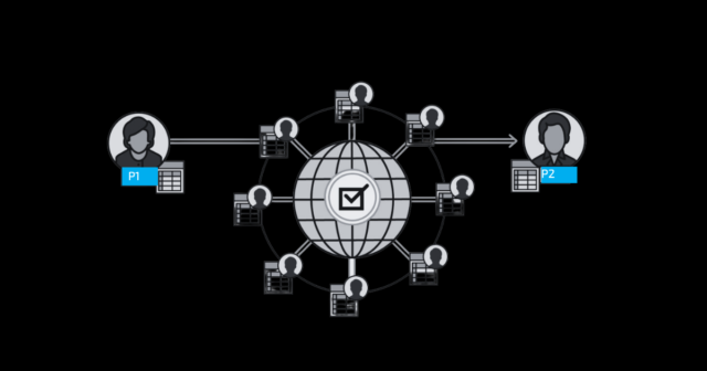 Artistic representation of the Web3 ecosystem with interconnected blockchains